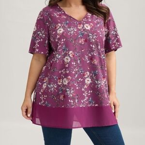 Bloomchic Vneck Garden Print Tunic